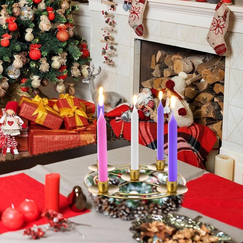 Jingmore Christmas Advent Candle Holder Set - Rustic Metal Wreath Ring for Pillar Candles | 2 Pcs