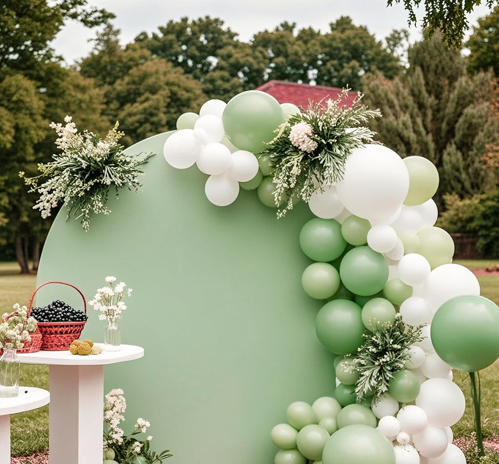 Skiennix Sage Green Spandex Round Backdrop Cover - 6.6 FT Fitted Stretch for Weddings & Parties