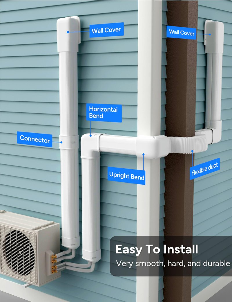 Toutgood 4'' 23Ft Mini Split Line Set Cover Kit for Minisplit Ductless Linset Air Conditioners and Heat Pumps, Central AC Decorative Upgraded UV-Proof Strong & Durability PVC Pipe