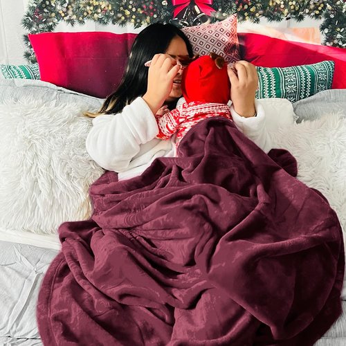 Bedsure GentleSoft Fleece Blanket - Twin Size Burgundy 300GSM Plush Cozy Warm Blanket for Home & Travel | 60x80 Inches
