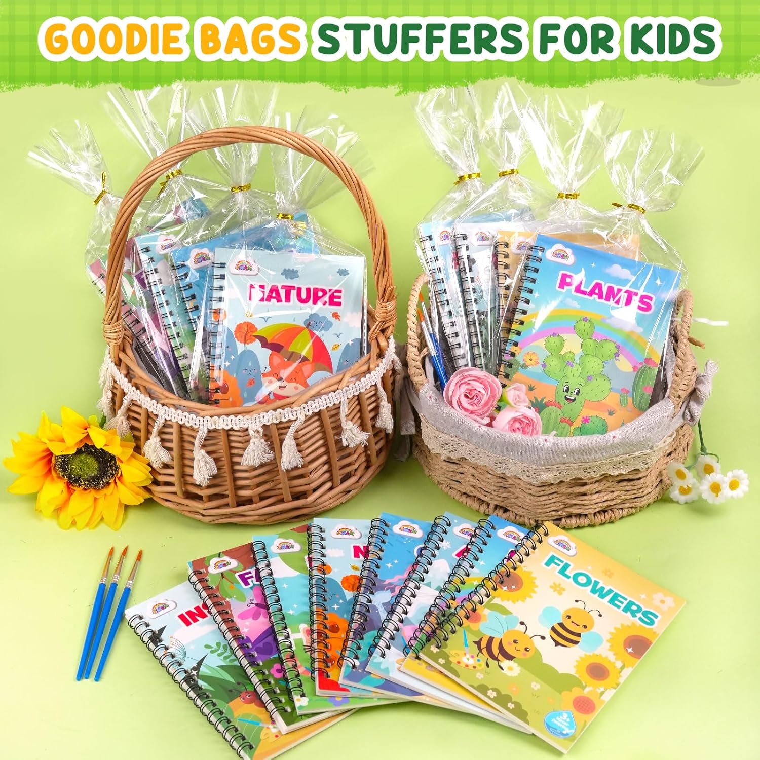 ZMLM 24 Mini Water Coloring Books for Kids - Fun Party Favors & Classroom Prizes (Nature)