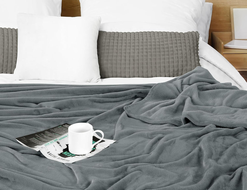 Utopia Bedding Queen Size Cool Grey Fleece Blanket - Soft, Anti-Static Microfiber (90x90 Inch)