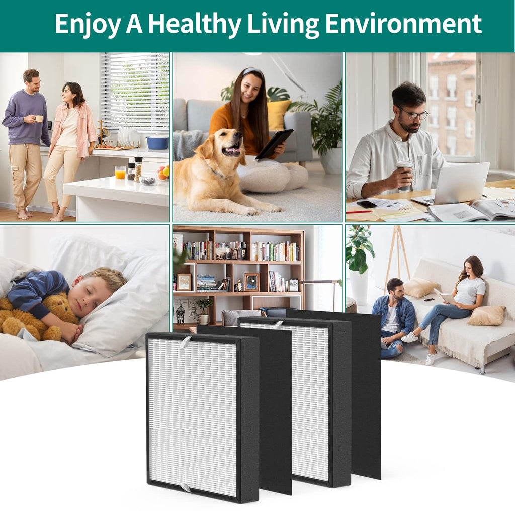 GoKBNY 2-Pack BF35 Replacement Filter Compatible with BF35 for BreatheSmart Classic Purifier, 2×2-in-1 Filters + 2×Carbon Pre-Filters