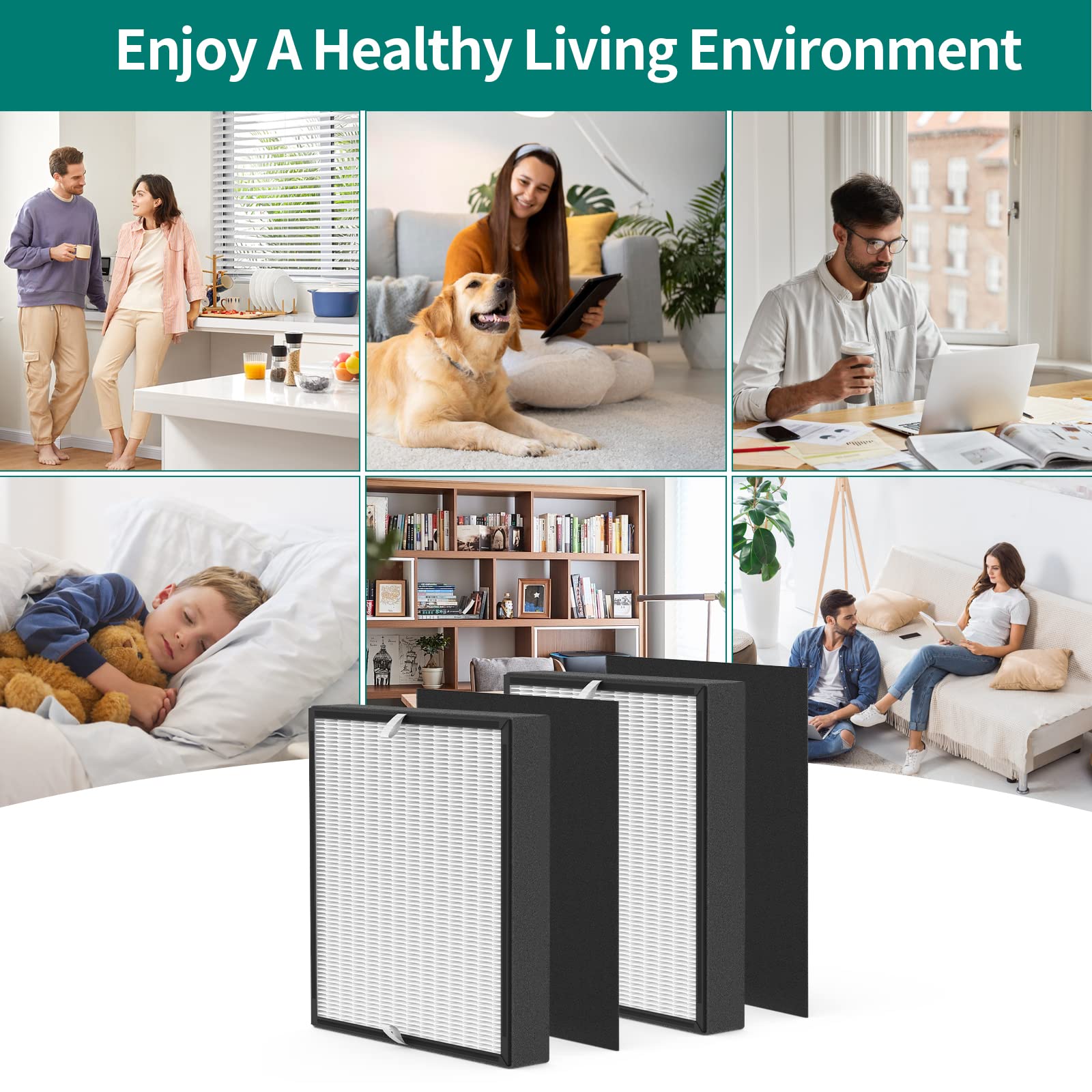 GoKBNY 2-Pack BF35 Replacement Filter Compatible with BF35 for BreatheSmart Classic Purifier, 2×2-in-1 Filters + 2×Carbon Pre-Filters