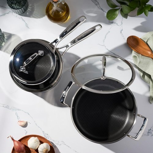 Henckels Paradigm Ceramic Cookware Set - 6-Piece Stainless Steel Dual Performance Pots