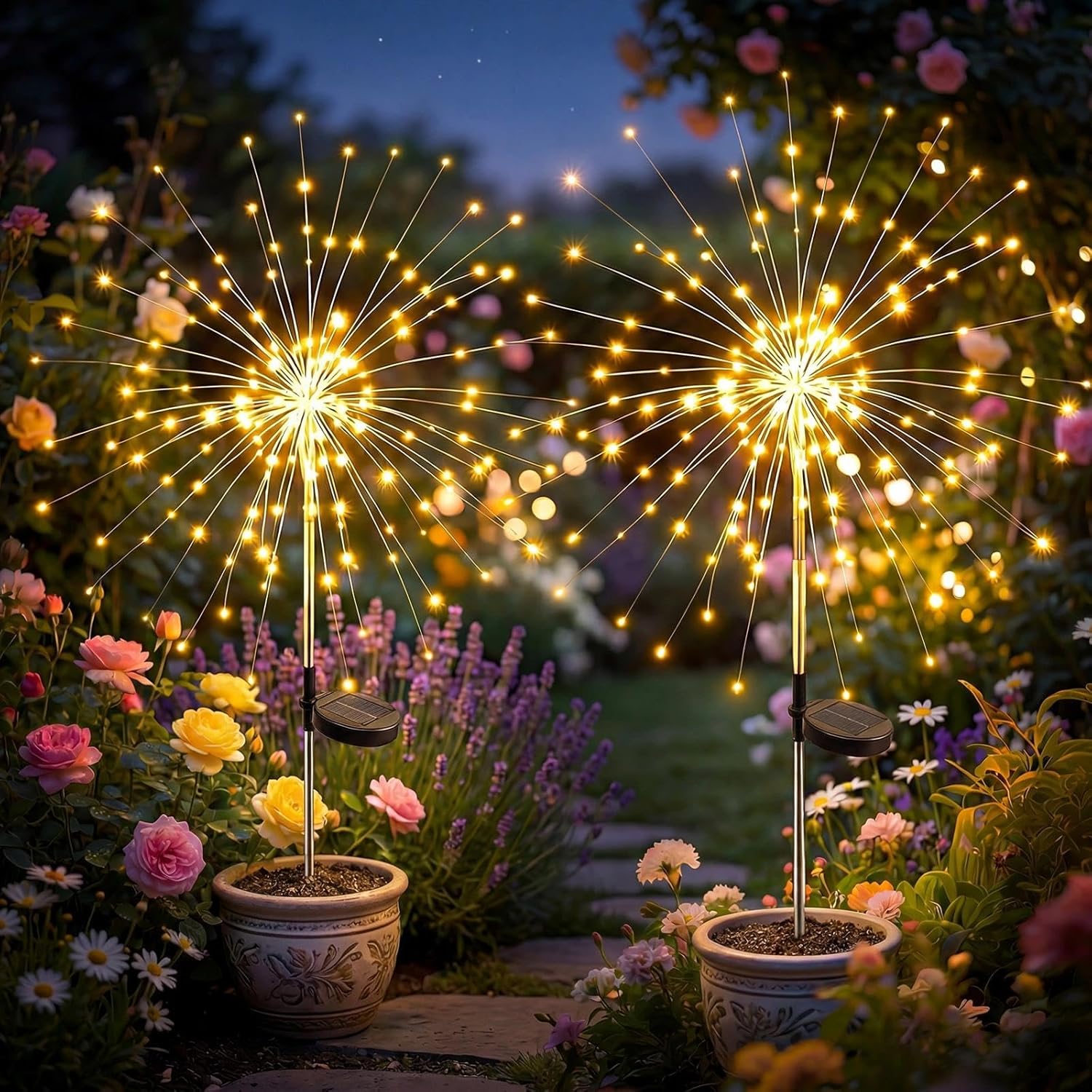 Solar Firework Lights - 120LED Starburst Garden Lights | Waterproof Outdoor Decor with 8 Modes