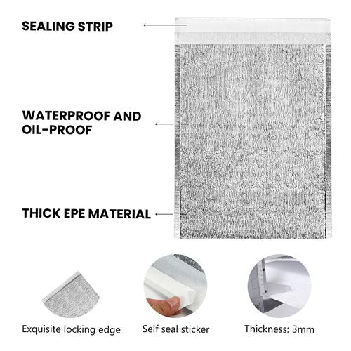 Smilco Reusable Insulation Bags Thermal Box Liners Metalized Liners Lunch Food Box Shopping Bag Insulated Lining Waterproof Insulation Package (25 Pack/ 8 In x 11 In)