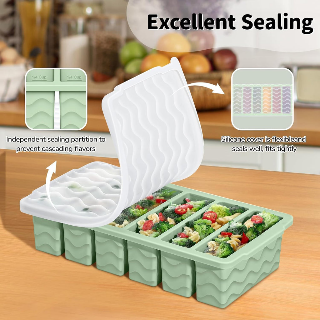 Skiennix Silicone Freezer Trays - 2-Pack Large & Small Soup Container Molds | Oven & Dishwasher Safe