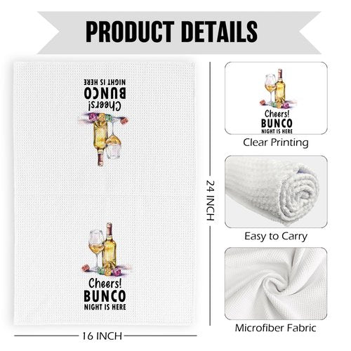Pugwak Funny Wine Kitchen Dish Towels 16x24 Inch, Bar Cart Decor Towels for Bartender, Gifts for Wine Lovers, Bunco Gifts Decorative Hand Towel Tea Towel for Bar Club Kitchen