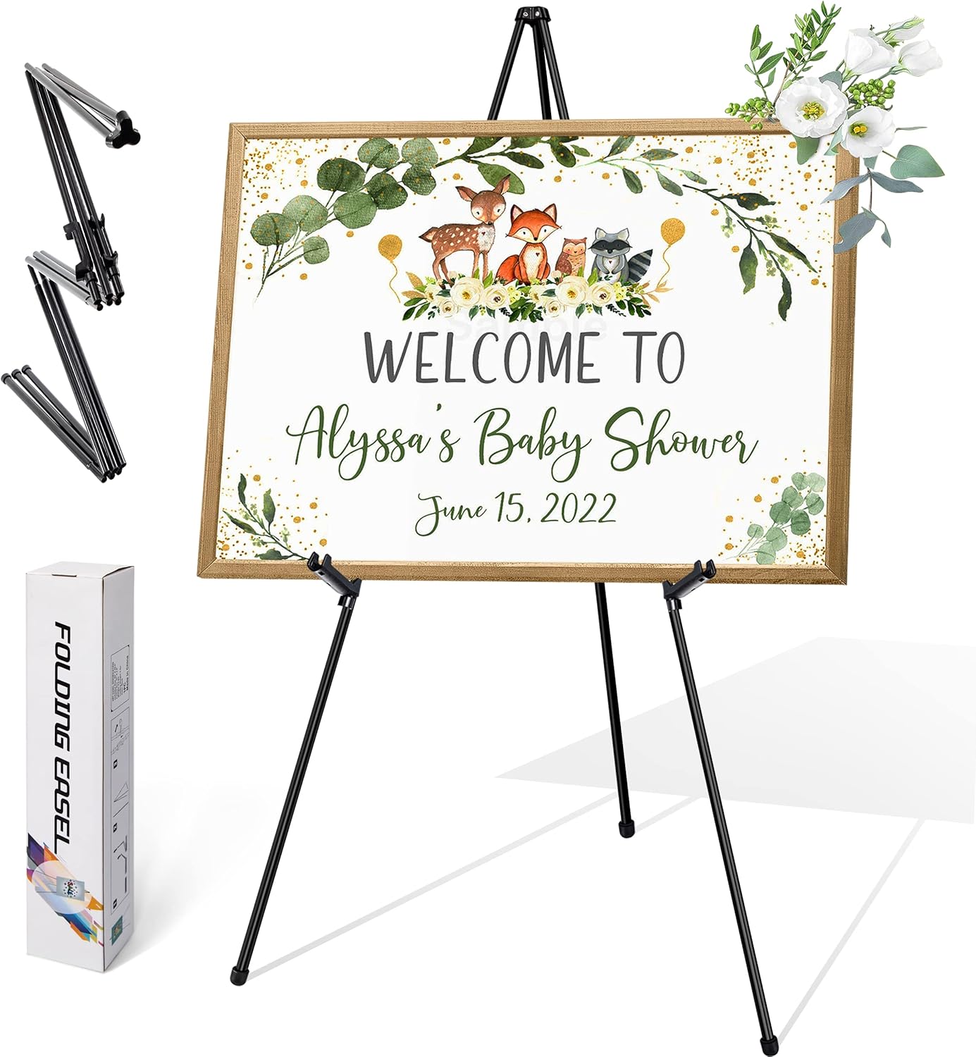 Skiennix 63" Adjustable Metal Easel Stand - Perfect for Wedding Signs & Art Displays | Black Tripod Design