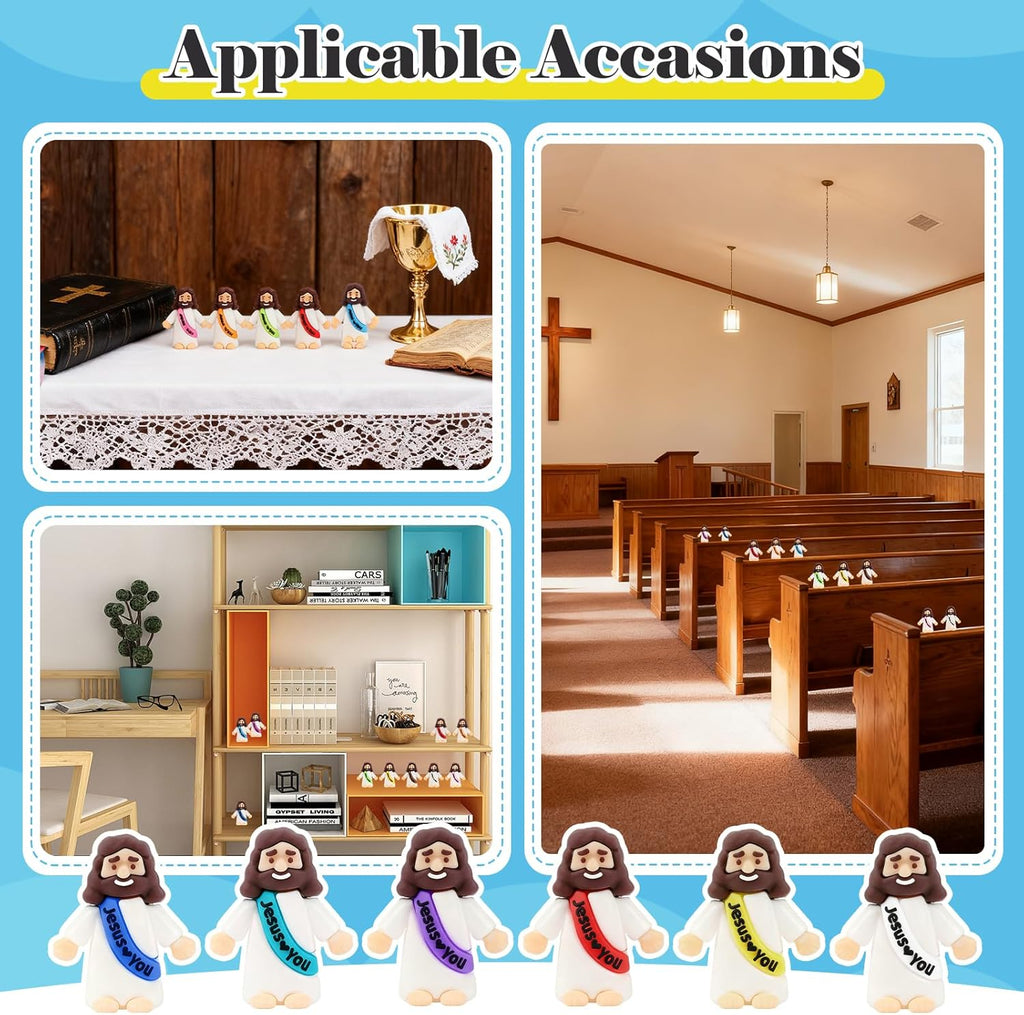 Skiennix 54 Pack Little Jesus Figurines - Pocket-Sized Religious Gifts for Easter & Baptism Favors
