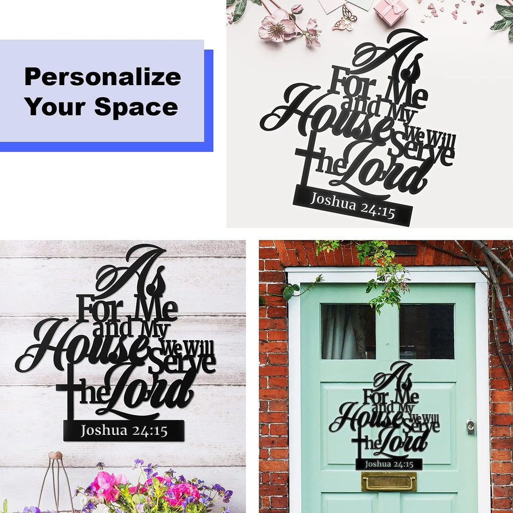 Vivegate Metal Bible Verse Wall Decor - "As For Me And My House" Christian Sign | Black