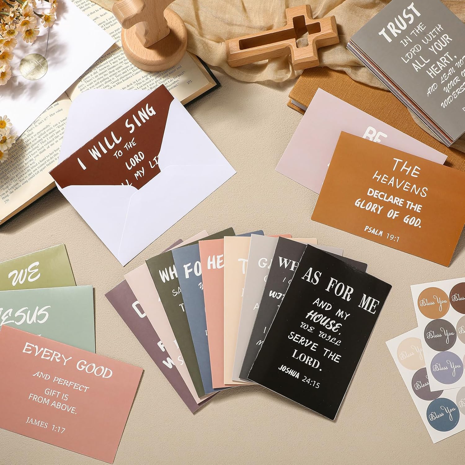 Sayglossy Inspirational Christian Greeting Cards - 120 Bulk Set with Envelopes | 4x6'' Bible Verses for Gifts