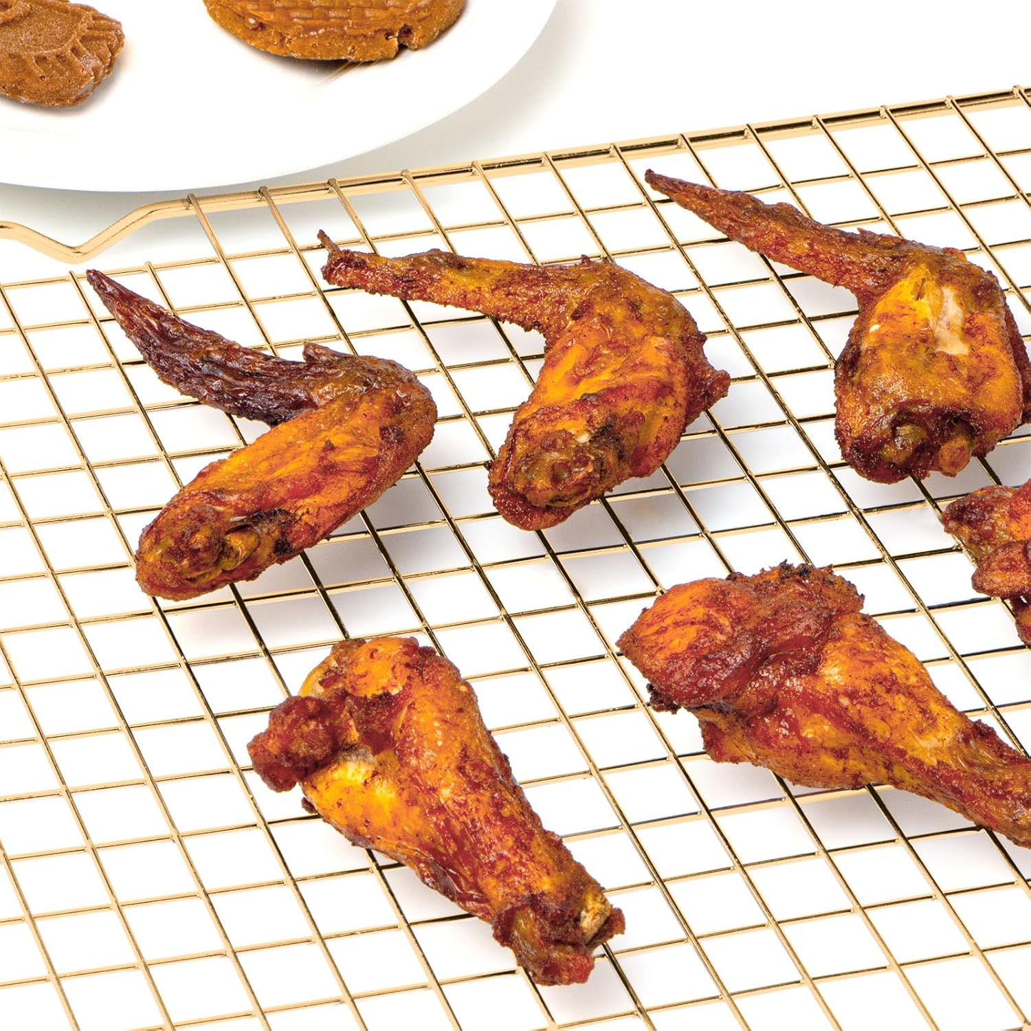 Skiennix Cooling Rack for Baking - 2-Pack 16x10 Inches, Oven Safe Thick Wire Design, Gold Finish