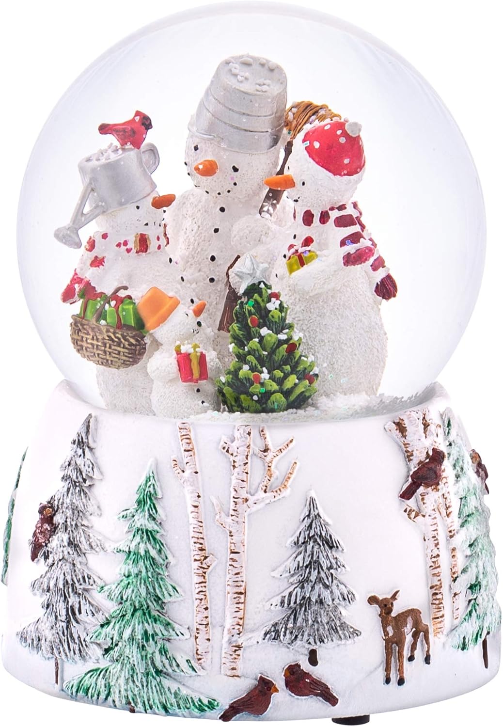 Roman Snowman Family Glitterdome - 5.75" Wind-Up Musical Snow Globe Decor