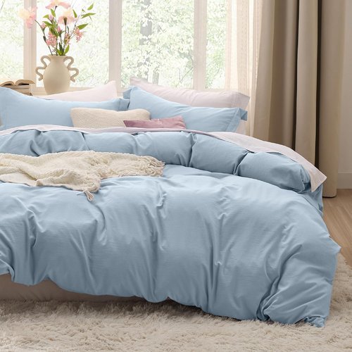 Bedsure Celestial Blue Duvet Cover Set - Extra Soft 3-Piece Full Size Bedding, 80x90 Inches with Zipper Closure & 2 Pillow Shams