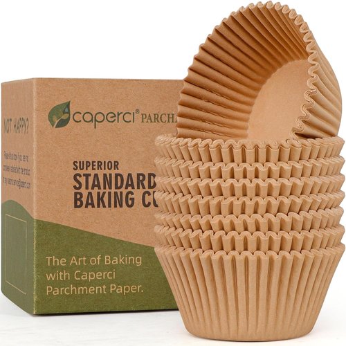 Caperci Parchment Cupcake Liners - 225pcs Standard Muffin Cups with Excellent Greaseproof & Non-Stick Design (Natural)