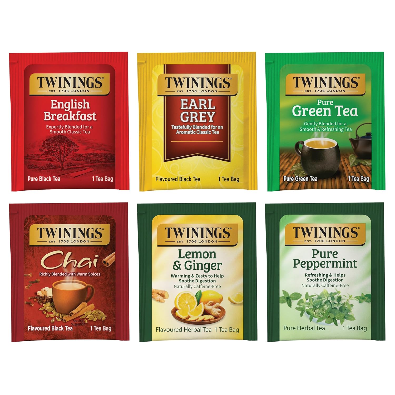 Twinings Variety Pack Tea Bags - 25 Count (Pack of 6) | English Breakfast, Earl Grey & More, Perfect Hot or Iced