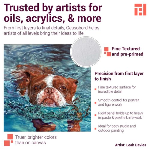 Ampersand Art Supply Museum Series Gessobord | 12x16 | 2" Cradled Profile | Gesso Wood Painting Panel for Oil and Acrylic Paint & Mixed Media | Canvas Panel Alternative in Professional Art Supplies