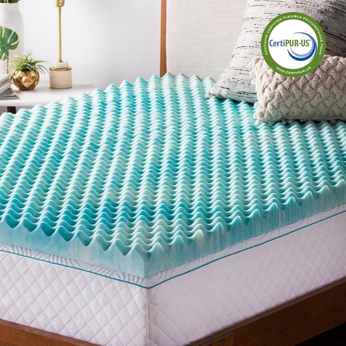Linenspa Gel Memory Foam Mattress Topper - Reversible Egg Crate Design for Comfort - California King Size