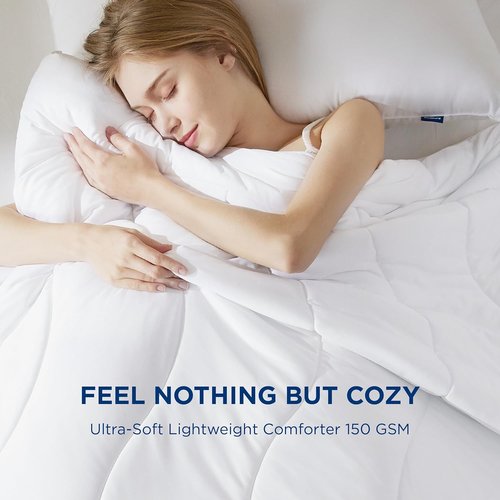 Bedsure Queen Duvet Insert - Ultra Soft Lightweight Down Alternative Comforter, Machine Washable White, 88x88 Inches