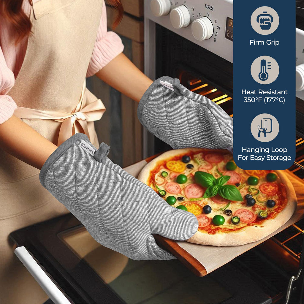 LANE LINEN Kitchen Towels and Dishcloths Sets - 20 Pc Kitchen Essentials for New Home, Heat Resistant Oven Mitts & Pot Holder, Absorbent Flour Sack Dish Towels- Grey