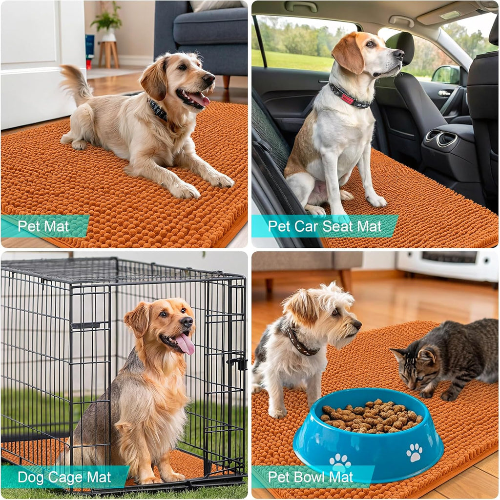 OLANLY Dog Door Mat - Absorbent Non-Slip Chenille for Muddy Paws | 45x27, Quick Dry Indoor Entryway Carpet, Clay