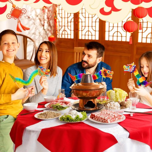 Chinese New Year Paper Dragon Decoration - 3D Hanging Garland Crafts & Handheld Toys for Kids