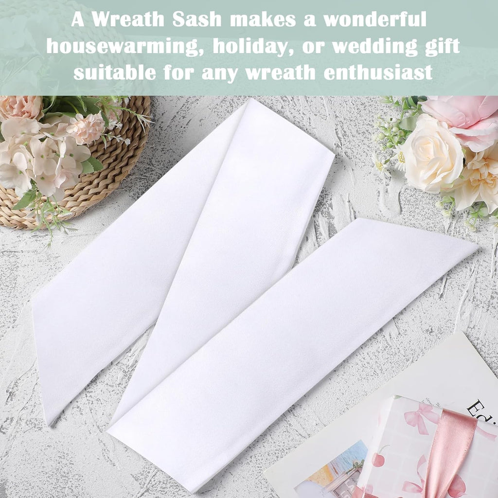 White Wreath Sash by [Brand Name] - 60-Inch Plain Sashes for Wreaths & Garlands | Indoor & Outdoor Use