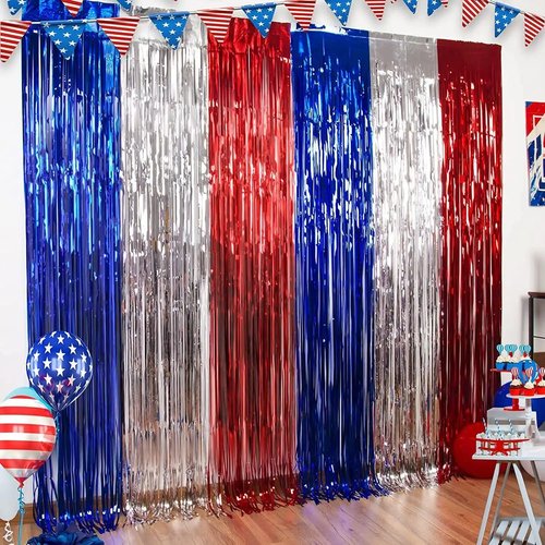 GZ-LAOPAITOU Blue Foil Fringe Curtains - 2 Pack 3.3x8.2 Ft Party Decorations | Perfect for Weddings & Events