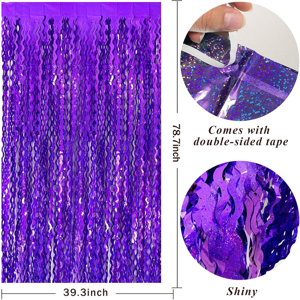 Skiennix Tinsel Foil Fringe Curtains - Sparkling Wavy Backdrop for Parties | Photo Booth Decor