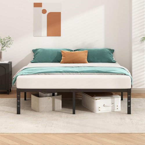 HLIPHA Metal Platform Bed Frame - 16-Inch Tall Twin Size with Heavy-Duty Support Slats - Easy Assembly, Black