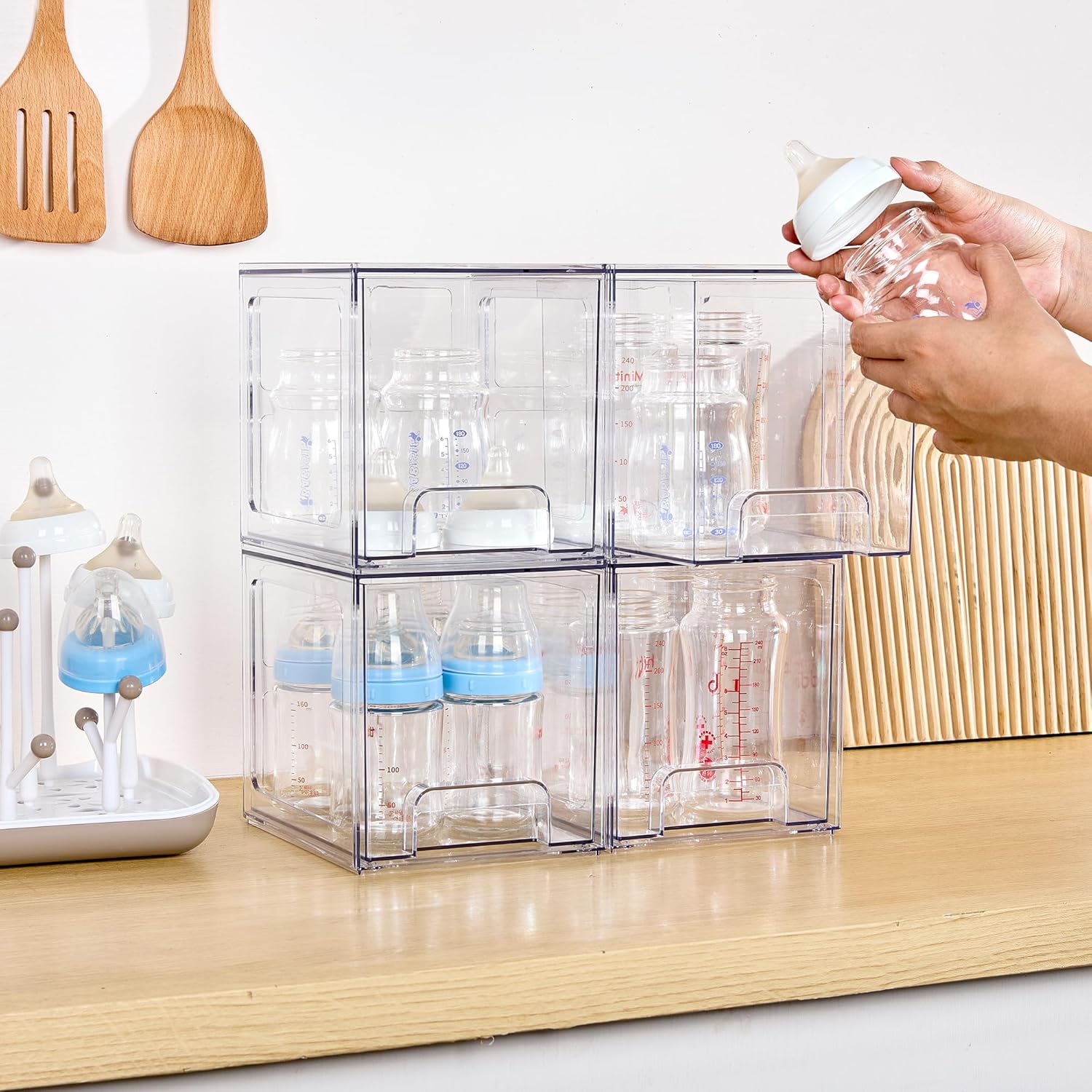 Vtopmart Stackable Storage Drawers - 6.6'' Tall Clear Acrylic Organizers for Bathroom & Kitchen