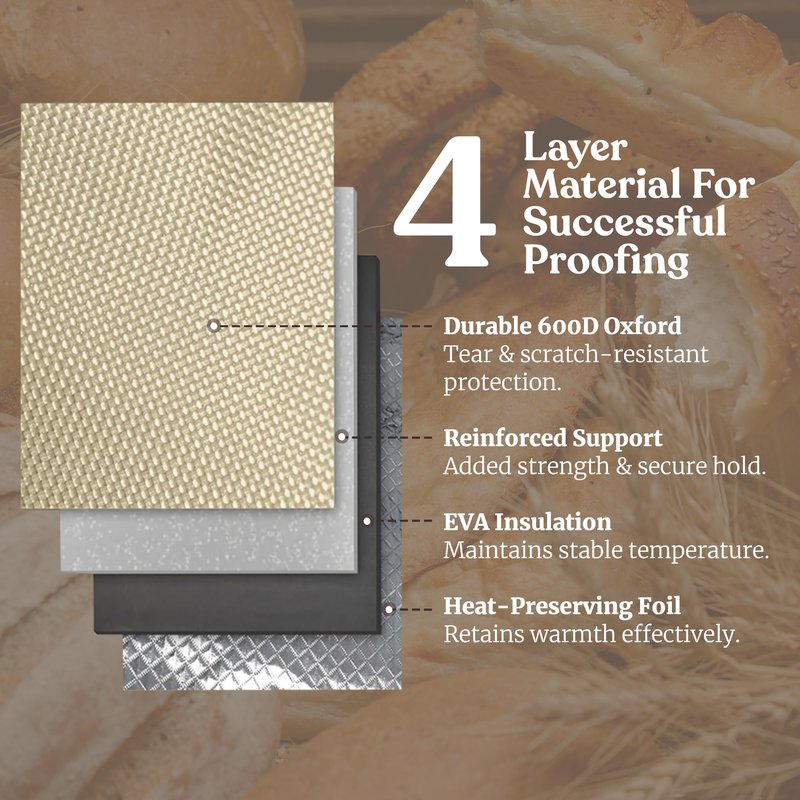 Bread Proofing Box – Bread Proofer, Dough Fermentation Box with Carry Bag, Sourdough Starter Warmer, Foldable & Zippered, Temp & Timer Controller, Ideal for Pizza, Yogurt, Kombucha – For Home Bakers