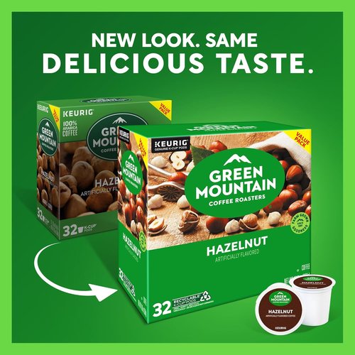 Green Mountain Coffee Roasters Hazelnut K-Cup Pods - Light Roast Coffee, 32 Count | Perfect for Keurig