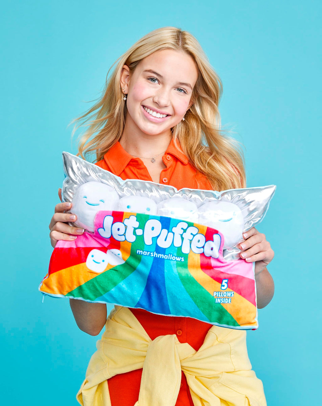 iscream Kraft Jet-Puffed Marshmallow 17.5" x 11" Pillow Set with Mini Marshmallow Pillows