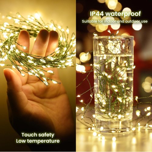 Dailyart 120 LED Starry Lights - 6 Feet Waterproof Dark Green Copper Wire Fairy String Lights for Weddings, Parties & Gardens