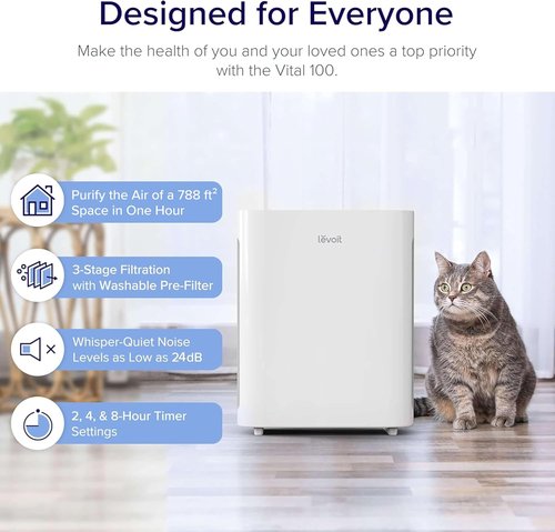 LEVOIT Air Purifier - Quiet Operation with Washable Pre-Filter | AHAM Verified for Medium Rooms, White