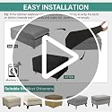 High Stretch Jacquard Ottoman Cover - Rectangle Slipcover for Footstools