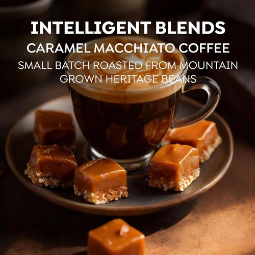 Intelligent Blends Caramel Macchiato Coffee Pods - Medium Roast, 100% Arabica, 100 Count | Compatible with Keurig K Cups