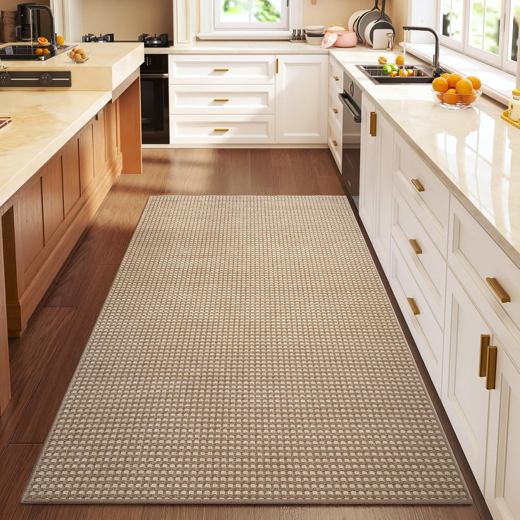 YDKGL Area Rug - Non-Slip Washable Boho Runner for Entryway | 3x5 ft Brown Carpet for Indoor Use