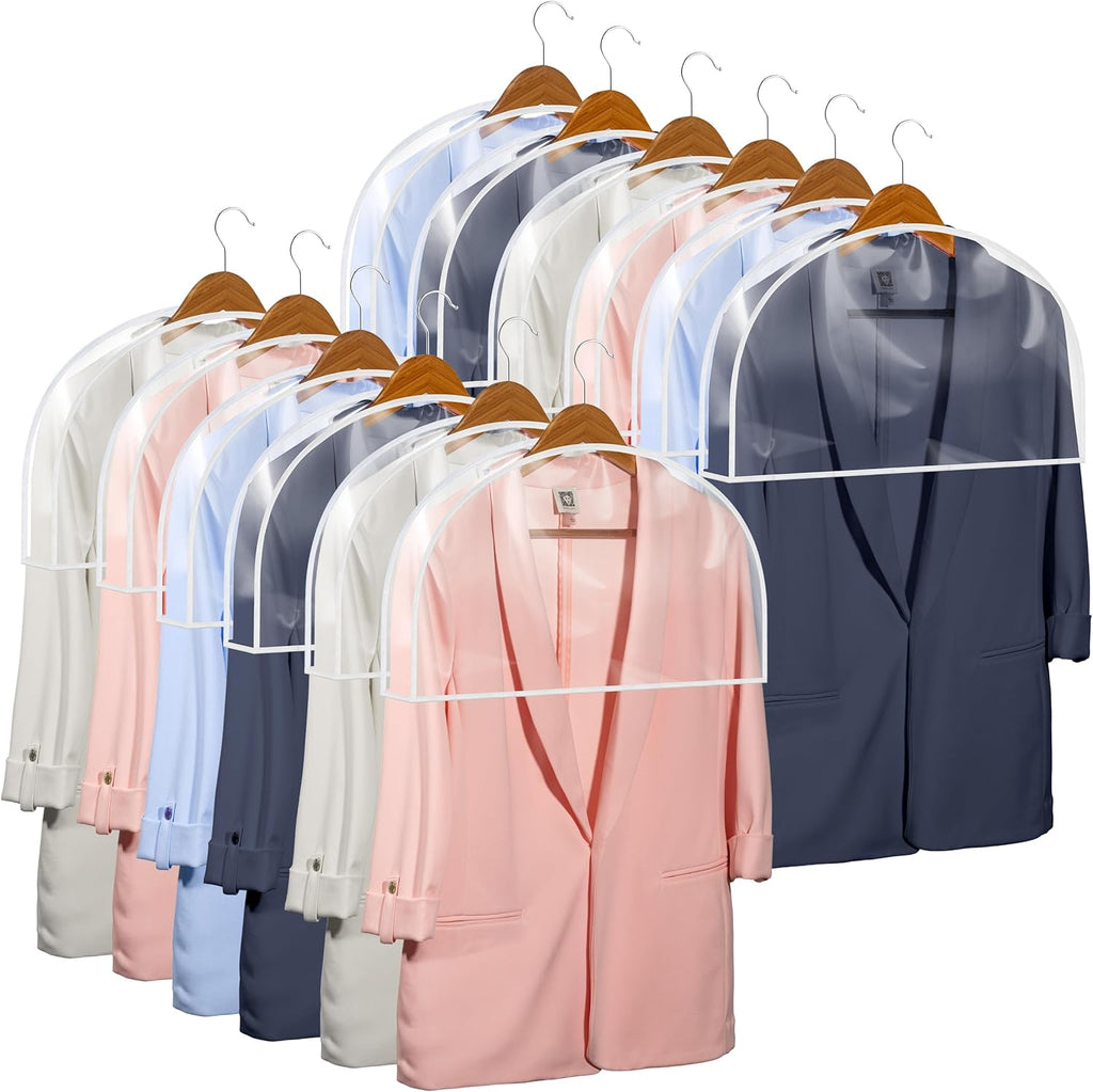 Skiennix Clear Vinyl Shoulder Covers - Closet Suit Protectors for Home Decor | Set of 12, 12"H x 22"W x 2"D