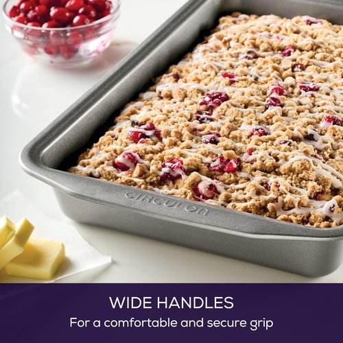 Circulon Nonstick Bakeware - 9 Inch x 13 Inch Rectangle Cake Pan | Durable Gray Finish