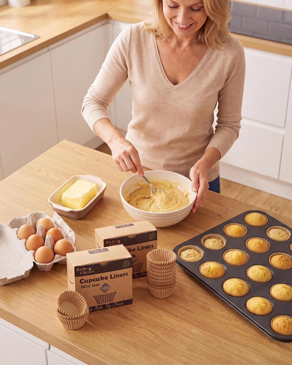 Bake Choice Mini Cupcake Liners - 400 Pcs Non-Stick, Greaseproof Parchment for Muffin Pans