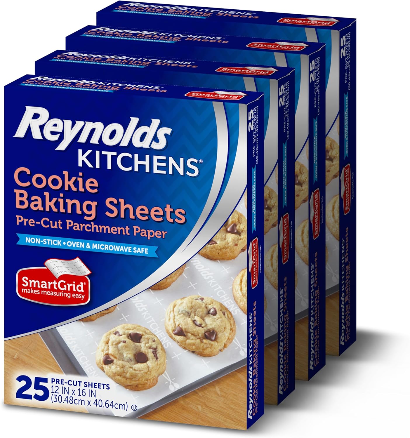 Reynolds Kitchens Pre-Cut Parchment Paper Baking Sheets - 100 Sheets Total | Perfect for Cookies