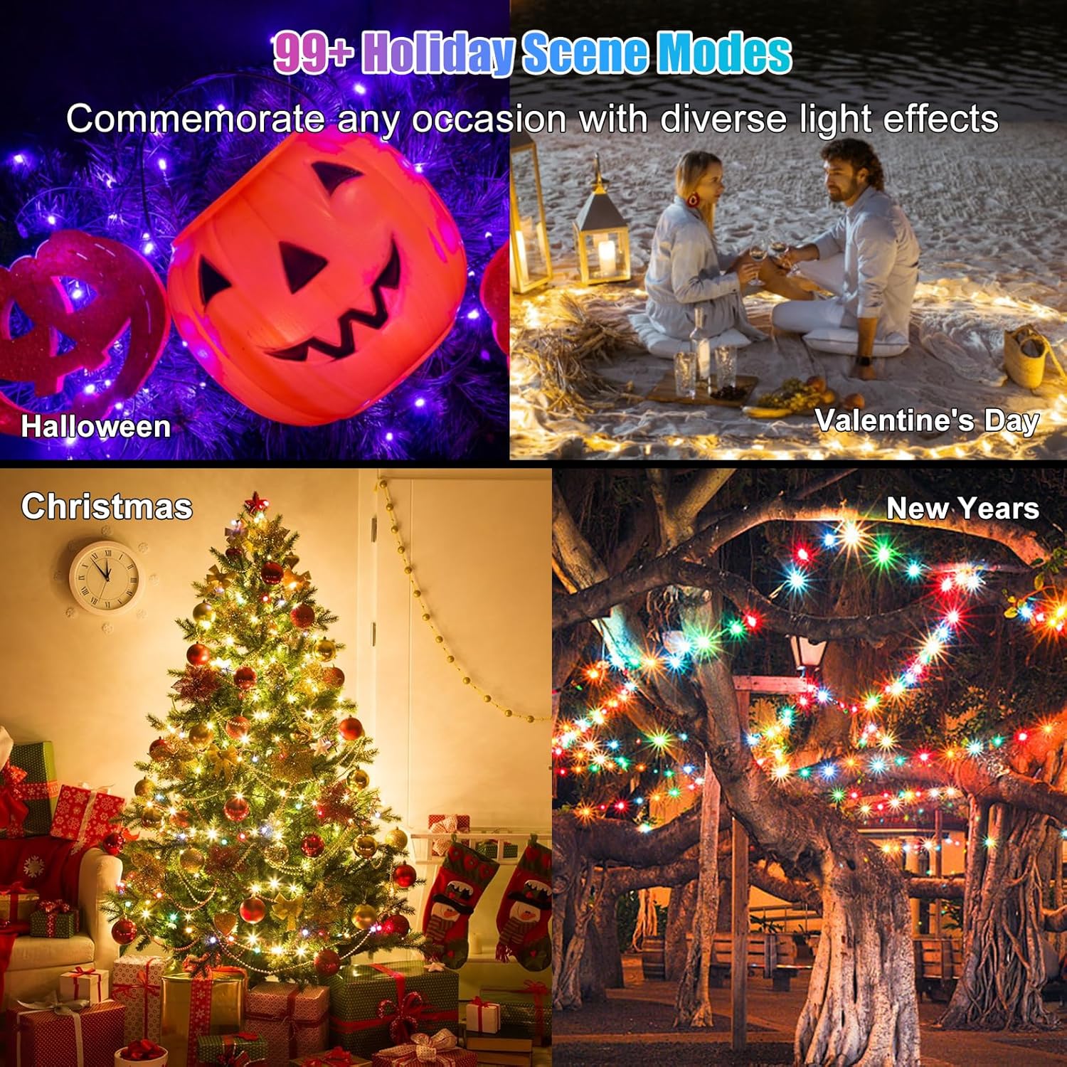 Skiennix RGB Smart IC String Lights - 16FT Indoor Fairy Lights with APP & Remote Control, 50 Multicolor LEDs, USB Powered & IP65 Waterproof for Christmas & Parties