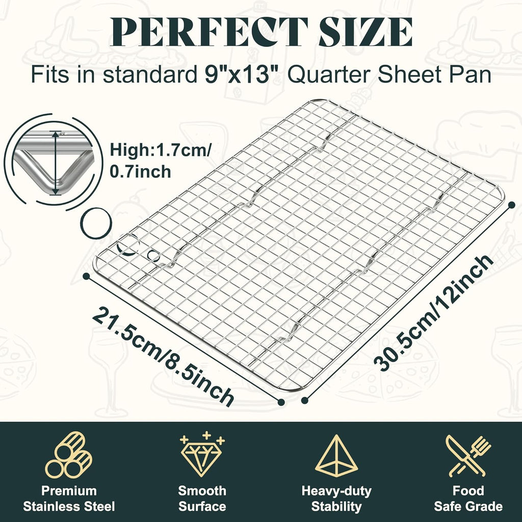 Premium Stainless Steel Cooling Racks by [Brand Name] - Heavy Duty 8.5"x12" Oven Safe Baking Rack for Roasting & Grilling