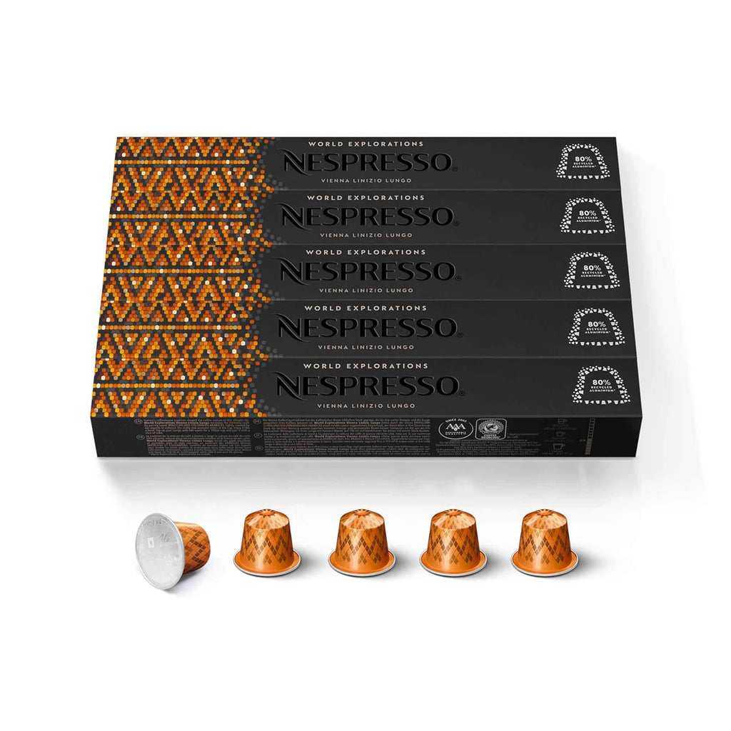 Nespresso Vienna Lungo Espresso Coffee Pods - Medium Roast, 50-Count Original Line