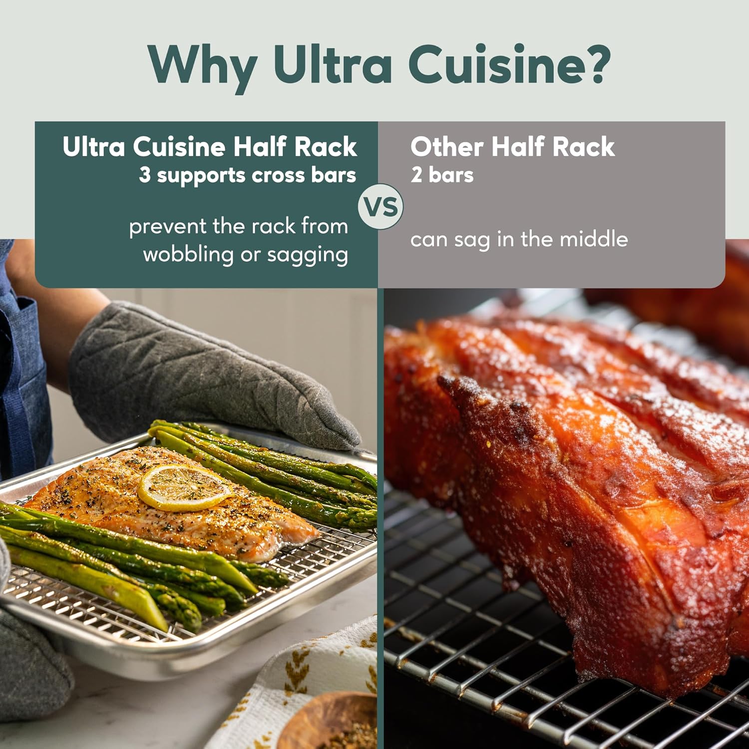 Ultra Cuisine Cooling & Baking Rack Set - Oven-Safe, Dishwasher-Safe Stainless Steel - Heavy Duty 8.5x12 | Set of 2