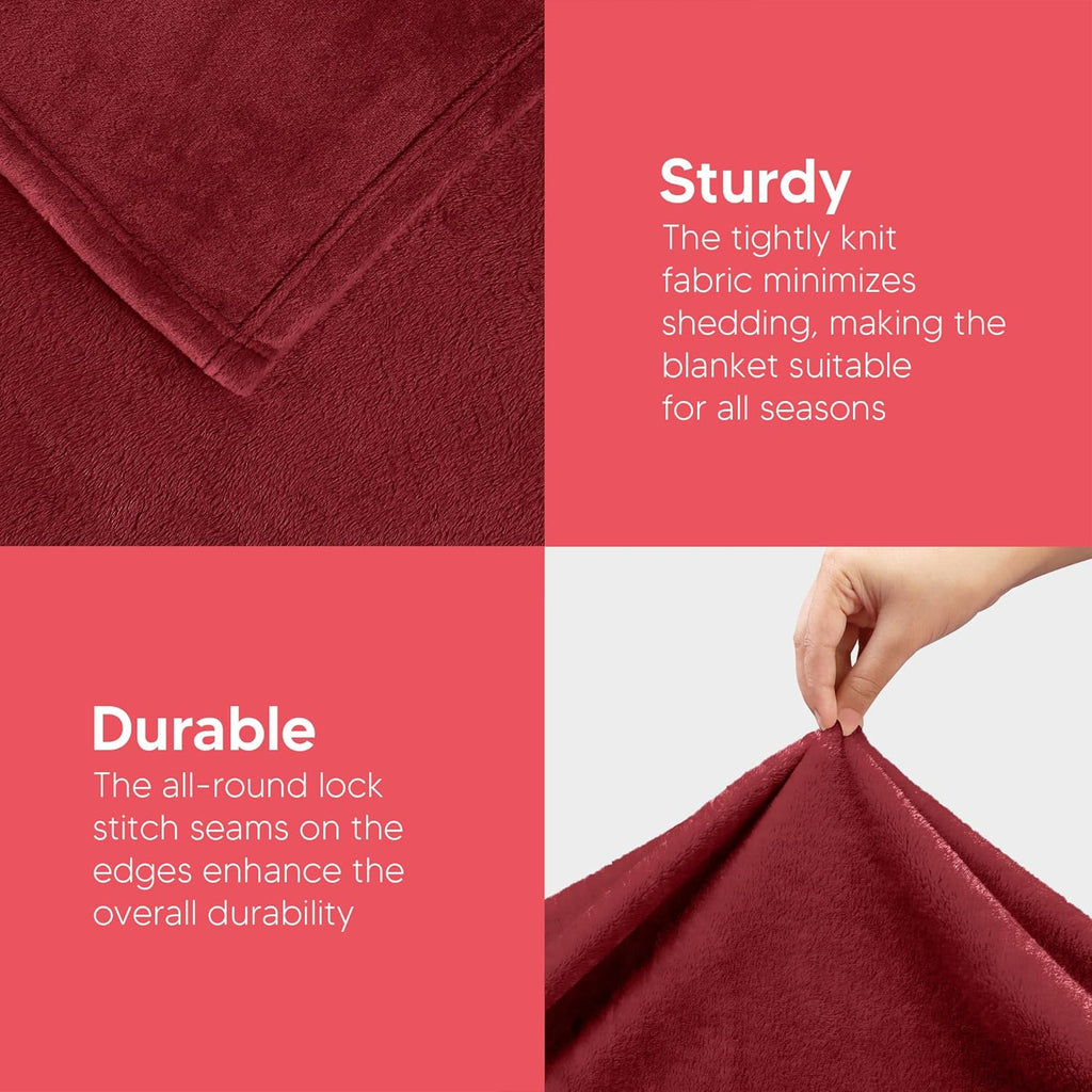 Utopia Bedding Fleece Blanket - Luxury Soft Microfiber Queen Size in Burgundy | 300GSM (90x90 Inch)